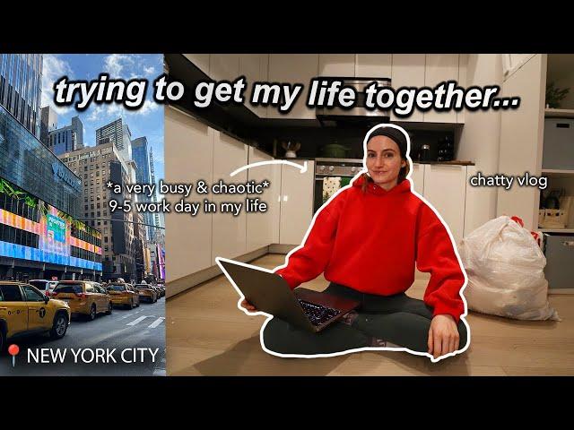 NYC corporate work vlog: a very busy & chaotic day in my life. running, chatty vlog & holiday party!