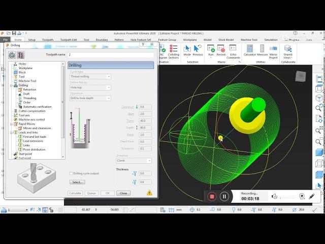 PowerMill -How to Create the Internal Threading tool path#Autodesk powermill 2020