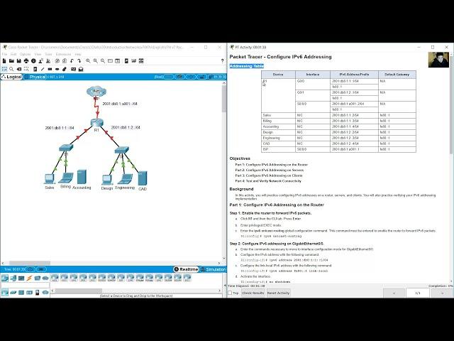 12.6.6 Packet Tracer - Configure IPv6 Addressing