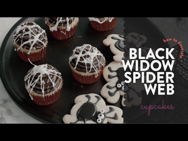 Black Widow Spiderweb Cupcakes