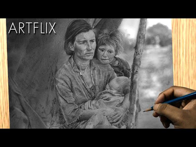 Drawing the famous photograph of The Migrant Mother | ArtFlix |