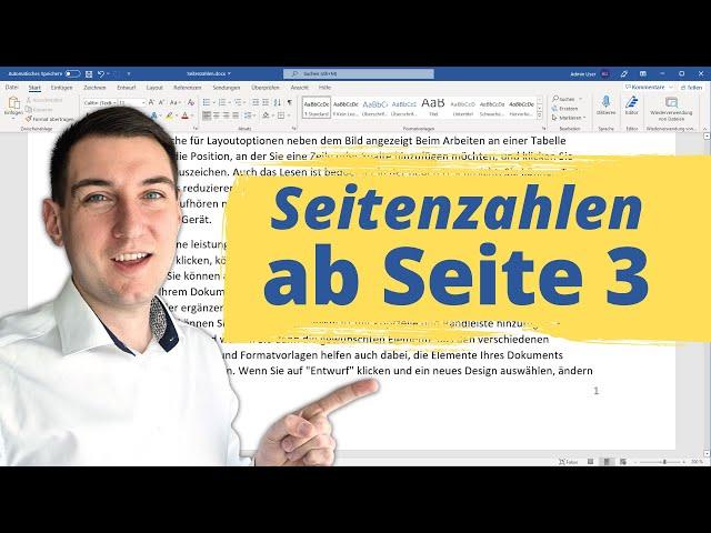 Word Seitenzahlen ab Seite 3 - Tutorial [Seitennummerierung ab bestimmter Seite]