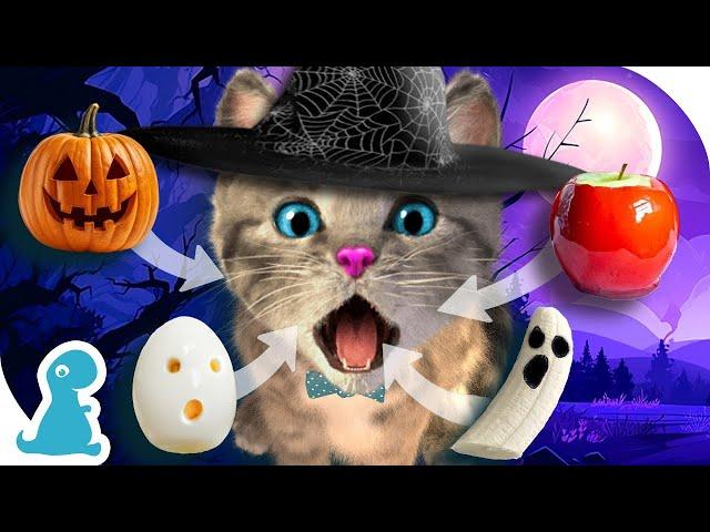 LITTLE KITTEN HALLOWEEN GAME - KITTY EATS HALLOWEEN TREATS & FOOD - KITTEN REACTIONS - CHILDRENS APP