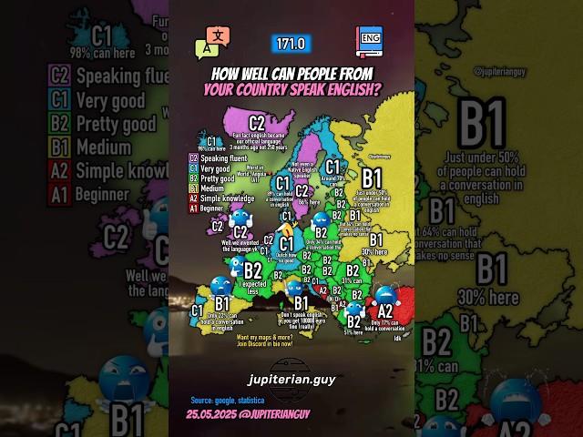 How good can people speak english? #shorts #geography #language #map #europe #english