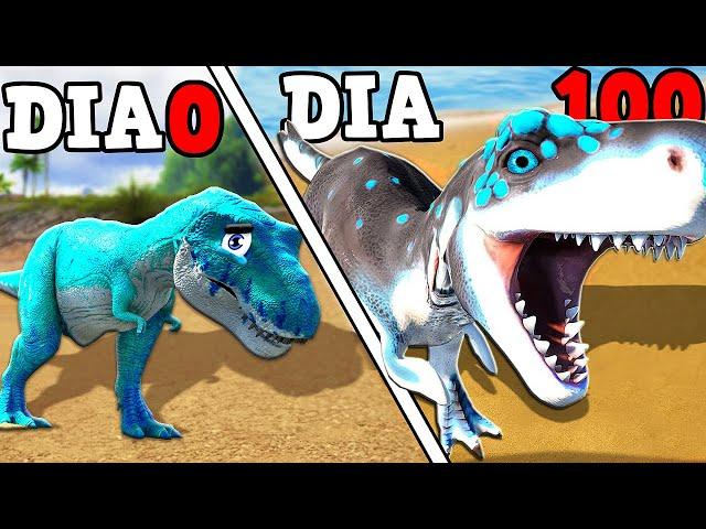 O FRACO E PEQUENO REX EVOLUIU PARA O GIGANTE MEGALODON REX! 100 DIAS ARK