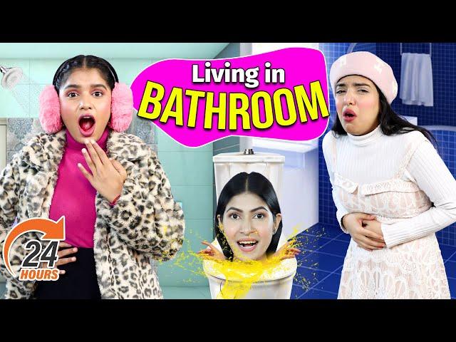 24 Hours Living in BATHROOM Challenge | Gone Extremely Wrong | DIY Queen