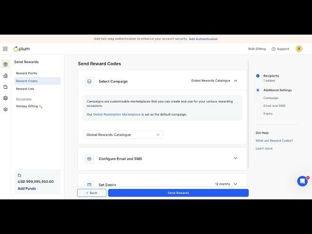 How To Send Reward Codes via Plum Admin Dashboard