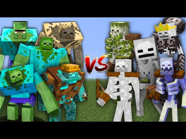 ALL MUTANT ZOMBIES vs ALL MUTANT SKELETONS in Minecraft Mob Battle