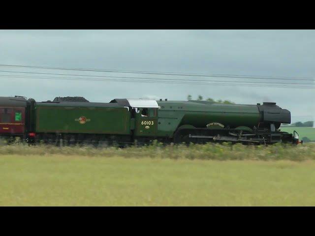 A3 60103 Flying Scotsman Northbound at Muskham on ECML 30 June 2023, with 'The Centenary Weekender'