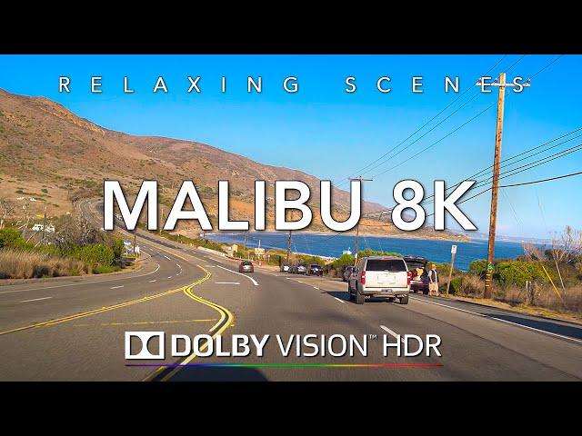 Driving Pacific Coast Highway 8K HDR Dolby Vision - Malibu Billionaire Beach Sunset Ending! ASMR