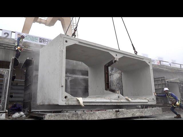 Process of Making Supersize Concrete Box. Korean Box Culvert Plant