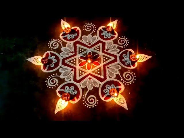 Karthigai deebam 5x3 simplestar velakku flowerkolam/easyrangoli designs/muggulu/gokulramya creatives