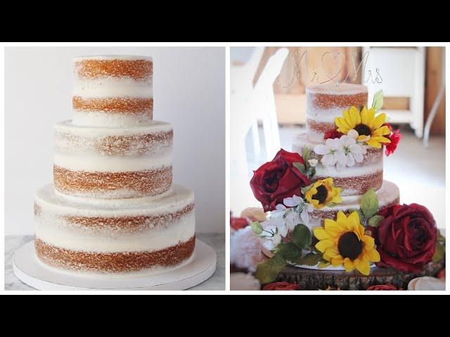 Semi naked cake tutorial - fill, stack, & frost a tiered cake