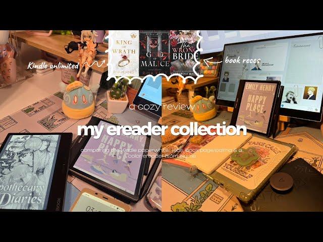 my ereader collection | comparing the kindle, boox & bigme + rom/fantasy book reccs.