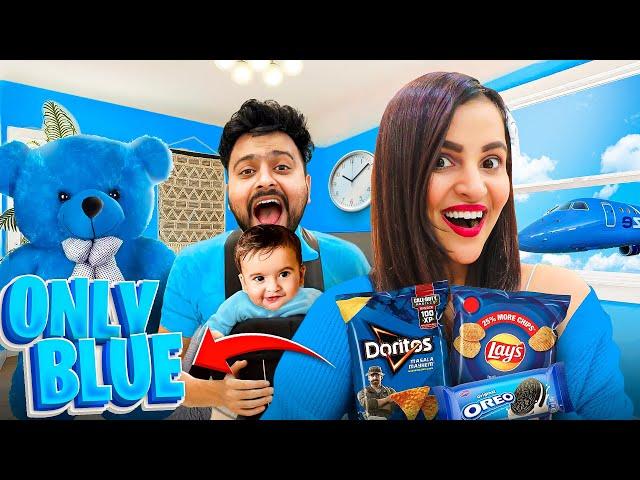 BLUE Color Challenge || Eating & Buying Everything in ONE COLOR CHALLENGE 🩵