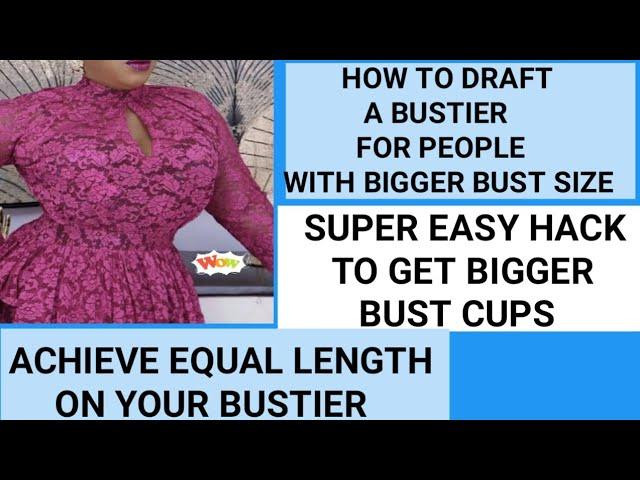 Bustier for people with bigger bust size. How to draft a princess dart bustier pattern for big bust.