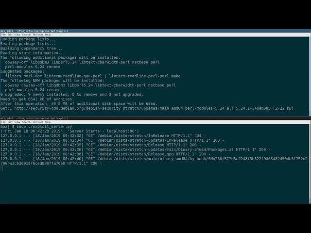 MiTM attack in APT Linux Package Manager Demo