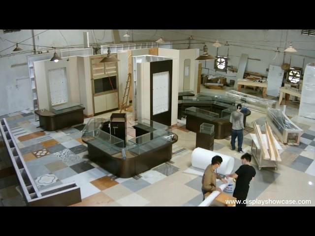 Progress on ChowSangSang 周生生 jewelry store fitout in our workshop.