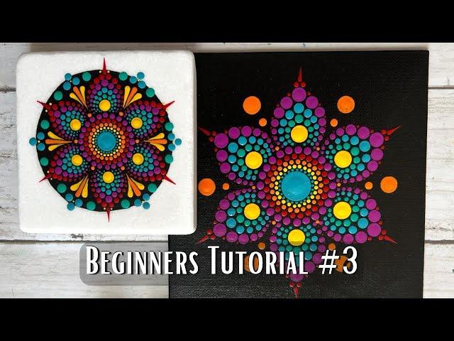 Rainbow Dot Mandala 12 Point Tutorial 6"  x 6" Canvas DIY for Dotting Kit from the Dot Shop Gallery