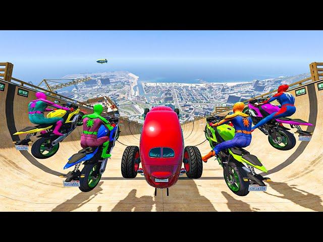 Rainbow Spiderman vs Longest Ramp in GTA 5 - Jumping from Highest in GTA 5 #1