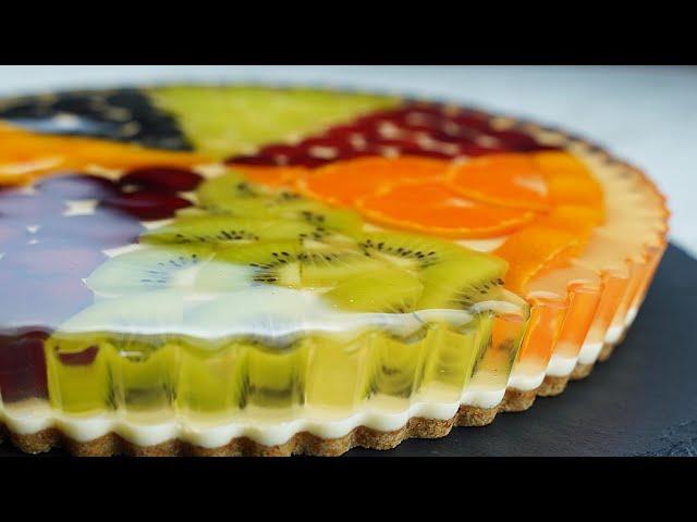 No-Bake / Fruit Honey Jelly Mousse Tart Recipe / Honey Mousse Cream / Cup Measure