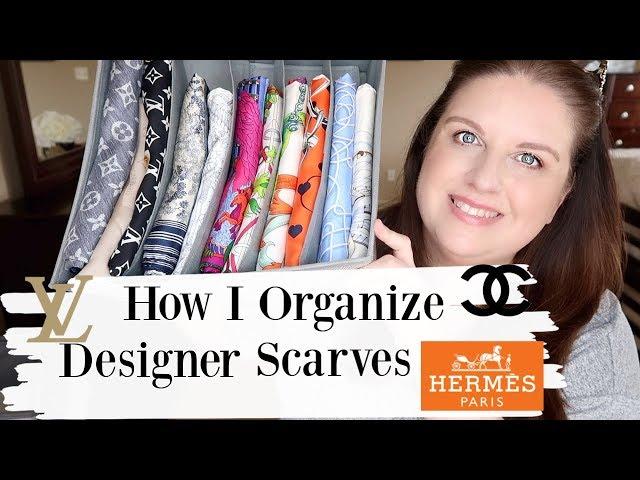 How  I Organize my Designer Scarves/ Hermes, LV, Chanel and more...