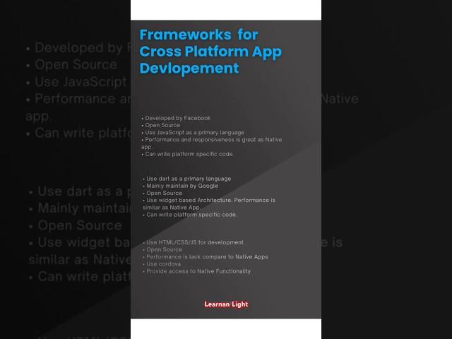 Top Frameworks for Cross-Platform App Development #shorts #app
