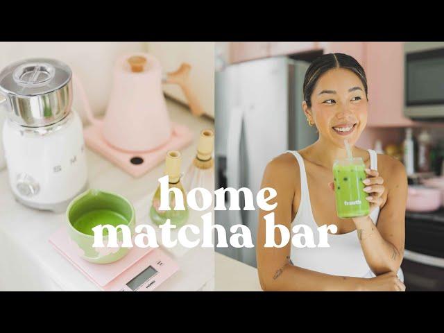 Home Café Matcha Bar Tour | Minimal, Pink and Green Aesthetic