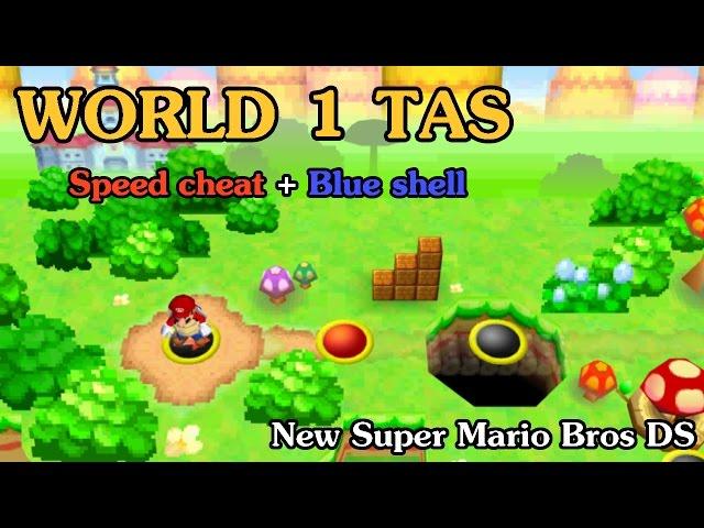 [TAS] World 1 - New Super Mario Bros DS (Speed Cheat + Blue Shell)