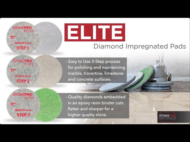 StonePro Elite Diamond Impregnated Pads - Easy 3 Step Process on Marble Floor Surface