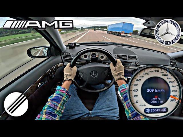 Mercedes-Benz E55 AMG W211 TOP SPEED DRIVE ON GERMAN AUTOBAHN 