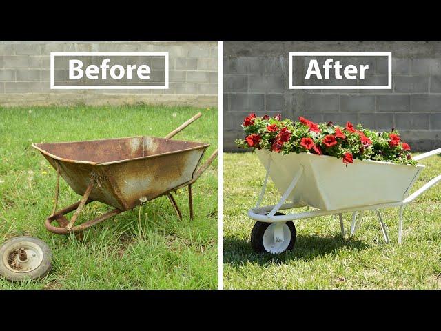 Old and Rusty Wheelbarrow Restoration