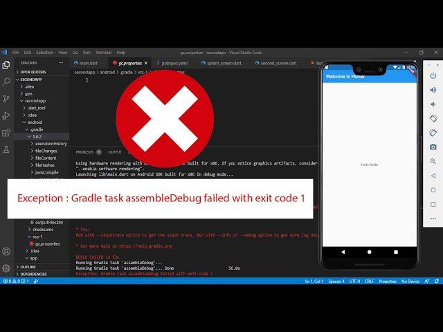 Exception : Gradle task assembleDebug failed with exit code 1 in Flutter Error