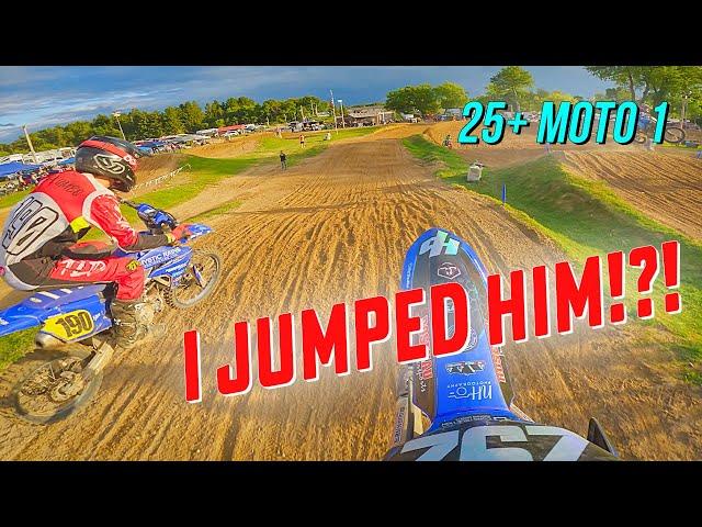 I JUMPED OVER HIM!?! - Morelands MX 25+ Moto 1