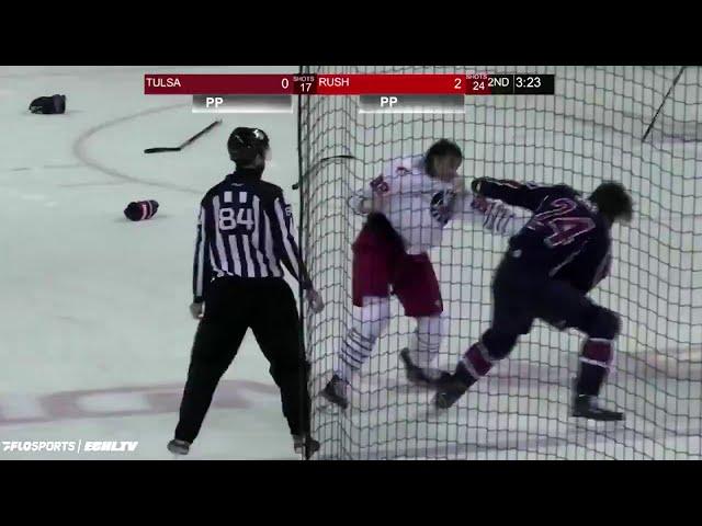 ECHL: Garrett Klotz and Mike McKee Fight (2nd) | Rapid City Rush vs Tulsa Oilers 2-13-21