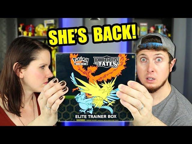 SHE IS BACK! Husband Vs Wife - Hidden Fates Pokemon Cards Opening Pack Battle!