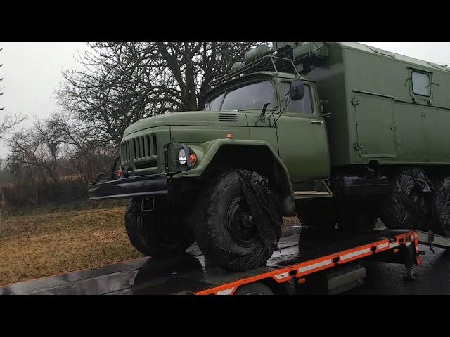 Loading a fully repaired ZIL-131 soviet truck