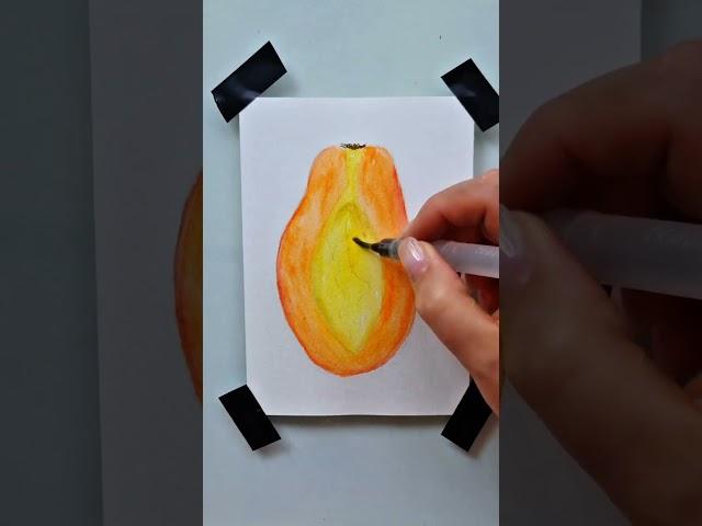 Papaya drawing #painting #howtodraw #watercolortutorial #paint #art