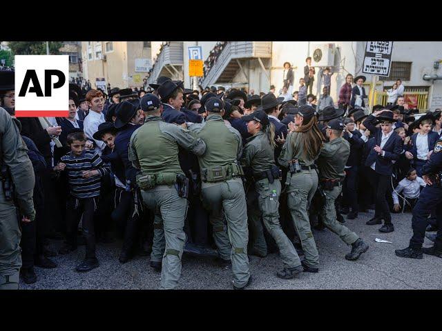 Ultra-Orthodox Jewish men protest in Jerusalem over potential law ending military exemption