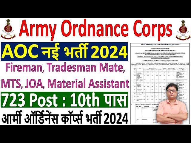 Army Ordnance Corps (AOC) Vacancy 2024  AOC Tradesman Recruitment 2024  AOC Fireman Vacancy 2024