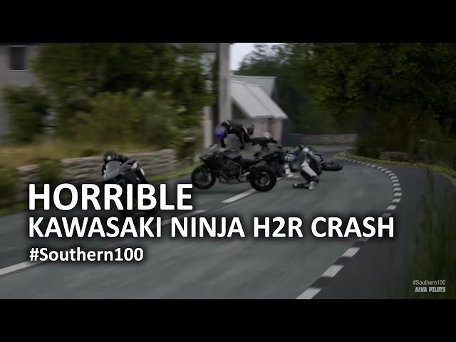 KAWASAKI NINJA H2R FATAL CRASHES, Road Racing 2023, Isle Of Man, Southern 100