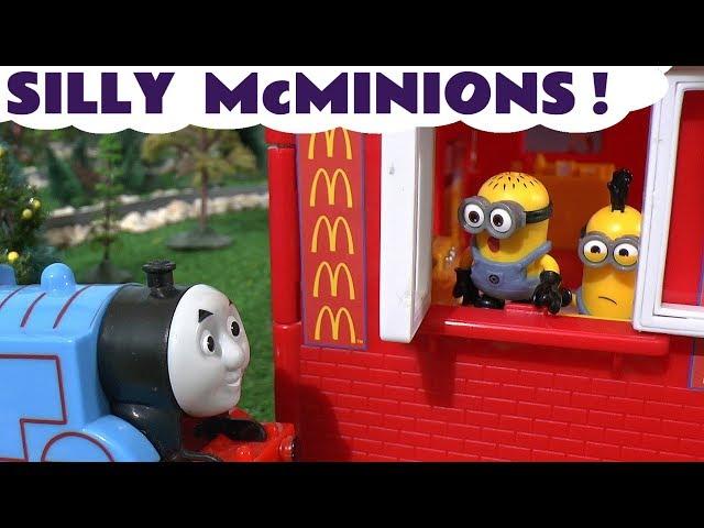 Minions Stories at the McDonalds Drive Thru with Toy Trains