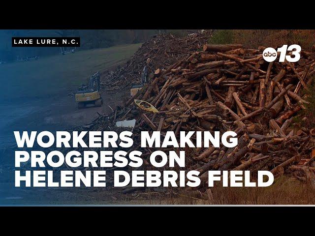 Workers continue making progress on Lake Lure's Helene debris field