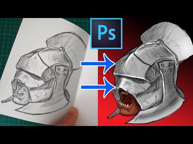 Separate line art and background layer from scanned images in Photoshop traditional art