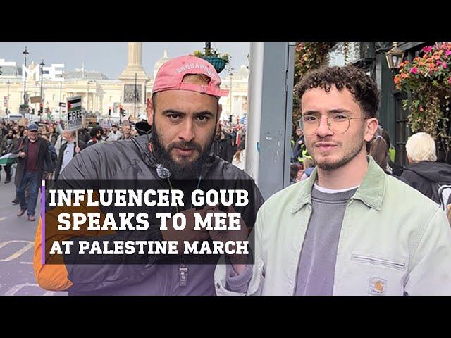 Social media influencer Goub speaks to Middle East Eye at Palestine protest