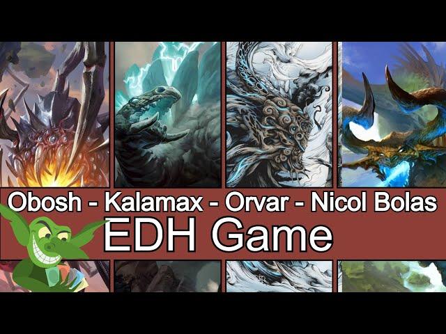 Obosh vs Kalamax vs Orvar vs Nicol Bolas, Ravager EDH / CMDR game play for Magic: The Gathering
