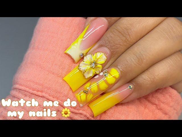 Neon Yellow Summer Nails | Trendy Nail Art | Acrylic Nails Tutorial