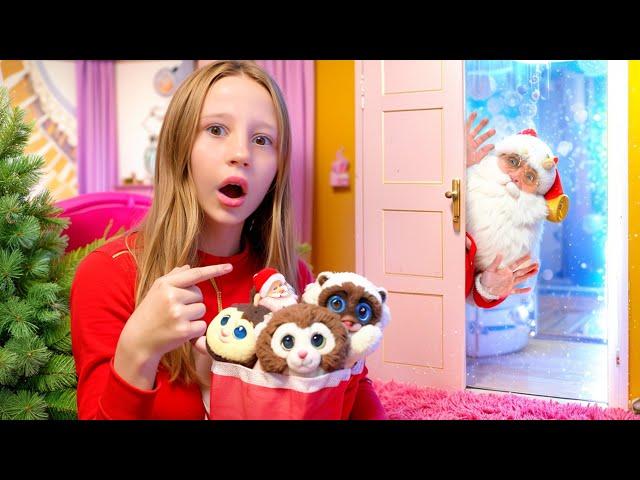 Nastya escapes Christmas layers to get the bouncing toys