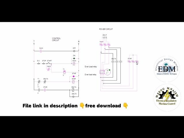 Three phase motor switching from star to delta connection  automatically by timer-ekts software