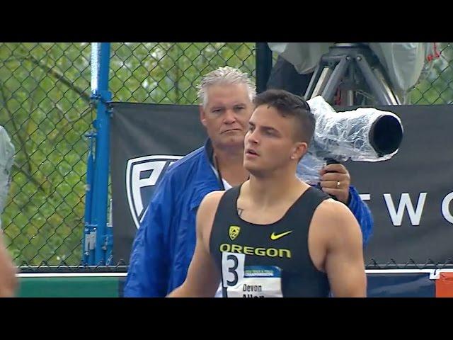 Highlight: Oregon's Devon Allen breaks Pac-12 track & field championship and 2015-16 NCAA record...